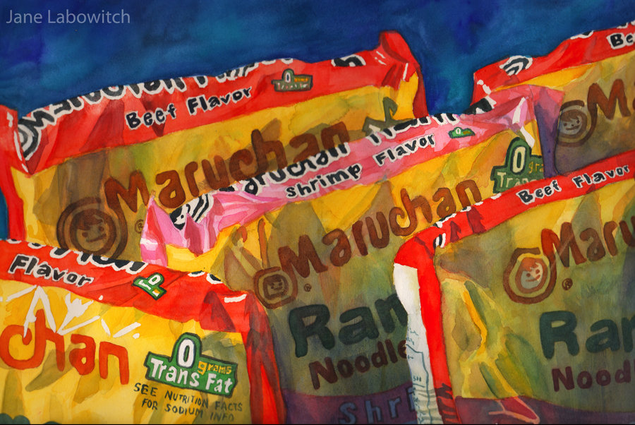 900x602 Ramen Noodles Watercolor By Pikajane - Ramen Painting