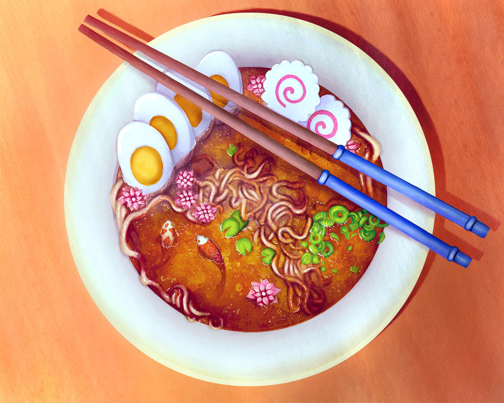 1024x819 Ramen Pond By Melody Nieves Surreal Digital Painting - Ramen Painting
