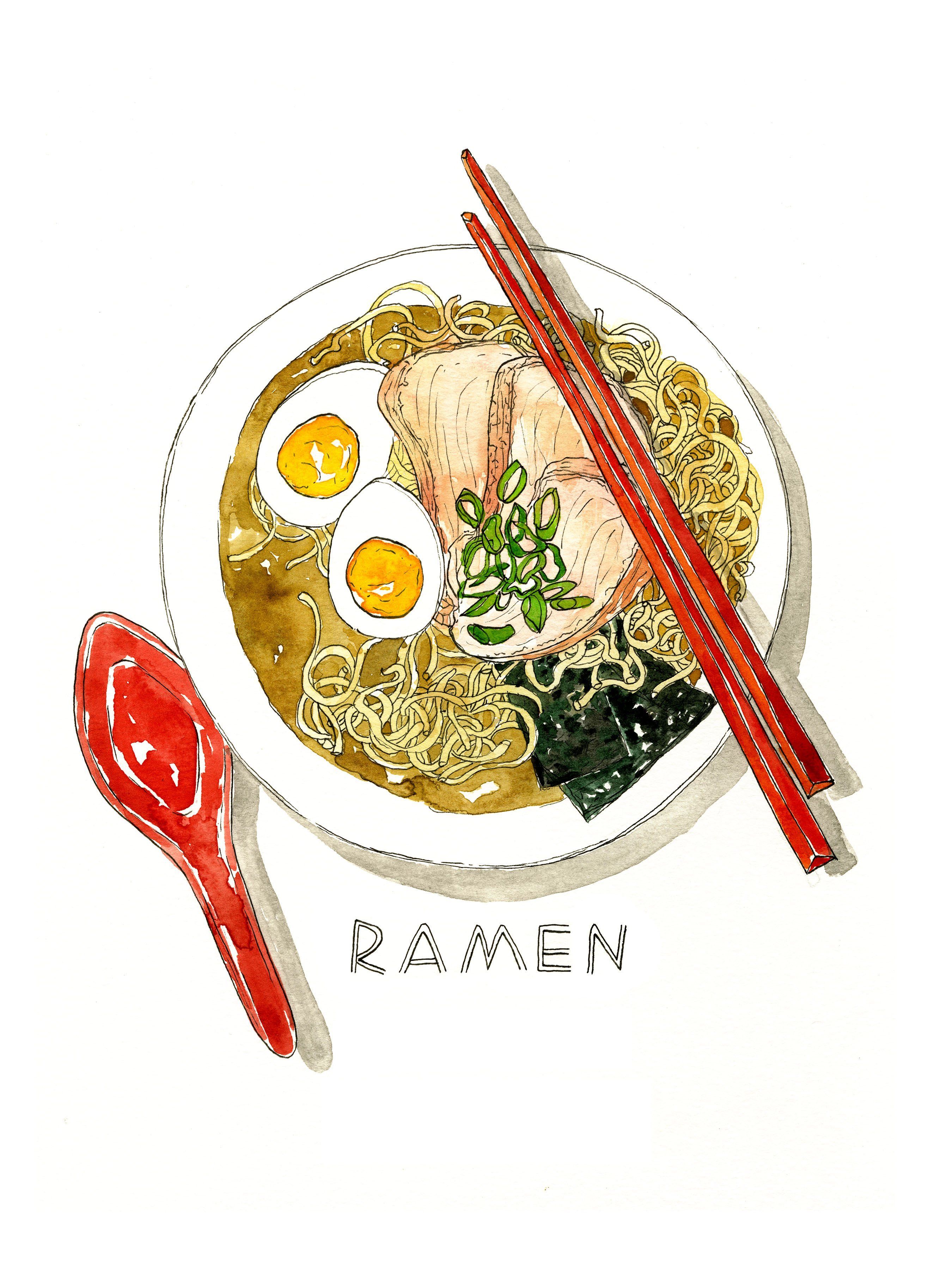 2700x3600 Ramen Watercolor Art Print Ramen, Watercolor Art - Ramen Painting