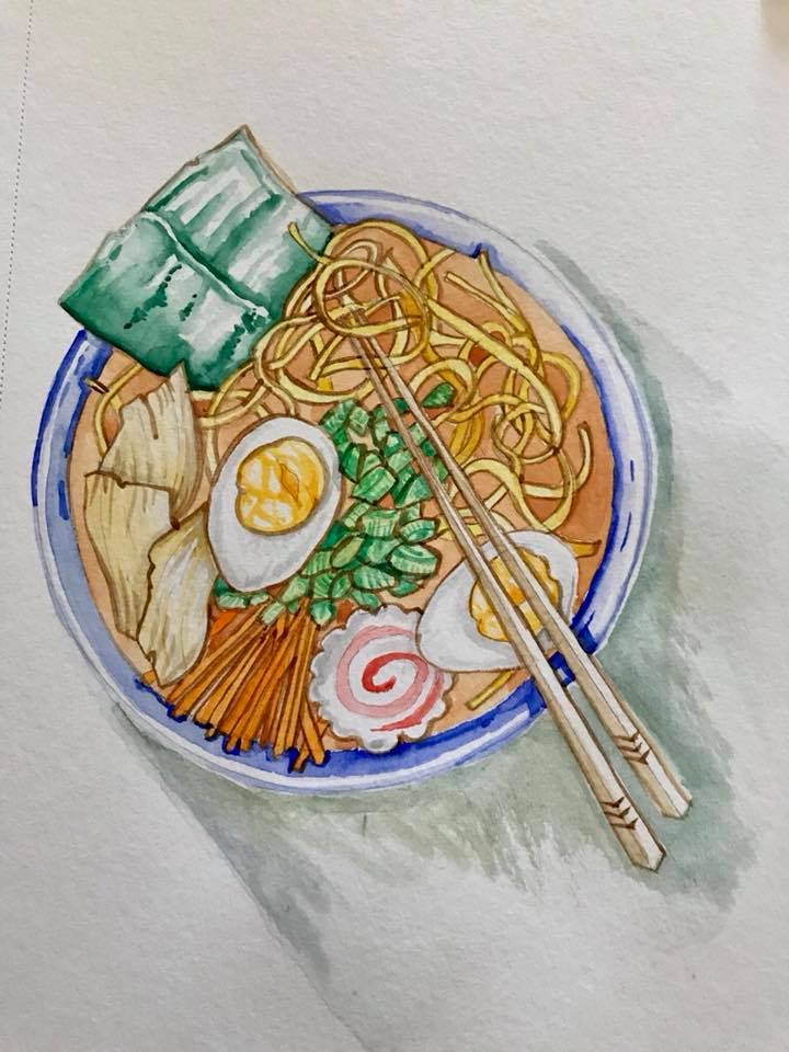 720x960 Bowl Of Ramen Watercolor - Ramen Painting