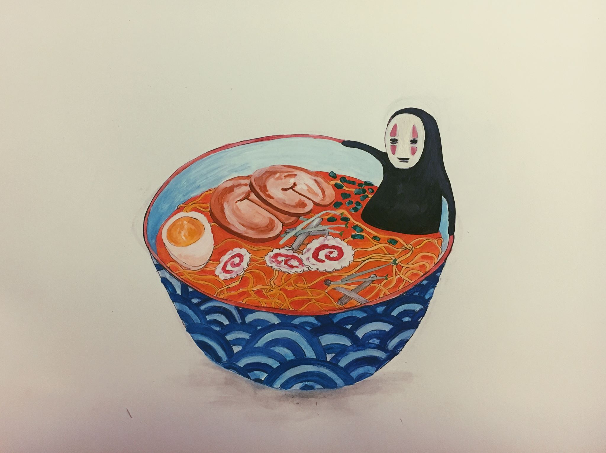 2048x1531 No Face In Ramen Gouache On Mixed Media Paper My Painting That Was - Ramen Painting