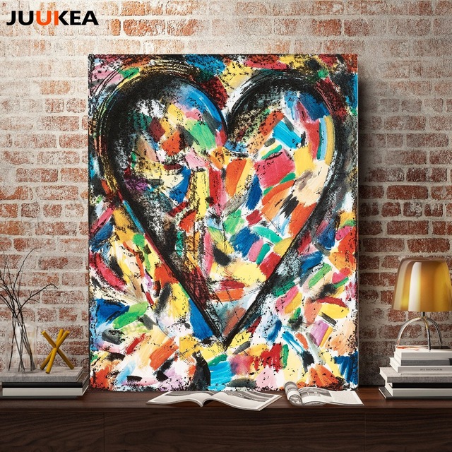 640x640 Graffiti Art Heart Random Accumulation Oil Painting Canvas Print - Random Painting