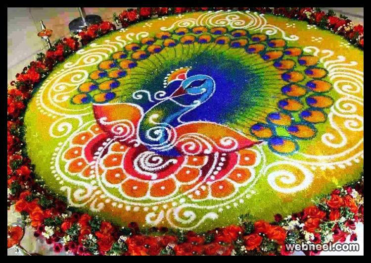 750x531 Rangoli Designs Peacock Green - Rangoli Painting Designs
