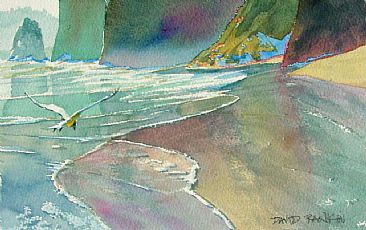 366x230 Reflective Wave Patterns On A Beach - Rankin Painting