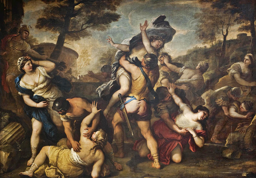 900x626 The Rape Of The Sabine Women Painting By Luca Giordano - Rape Of The Sabine Women Painting