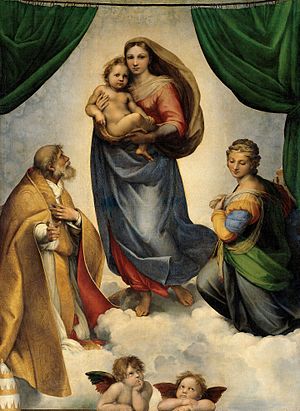 300x411 Sistine Madonna - Raphael Angel Painting