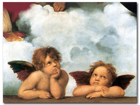477x358 Sistine Madonna 2 Angels - Raphael Angel Painting