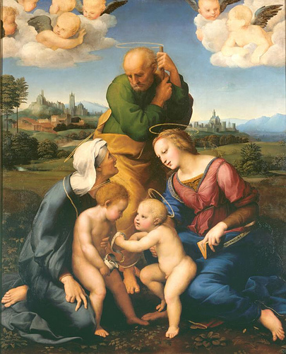 405x500 The Canigiani Holy Family, 1508 - Raphael Painting