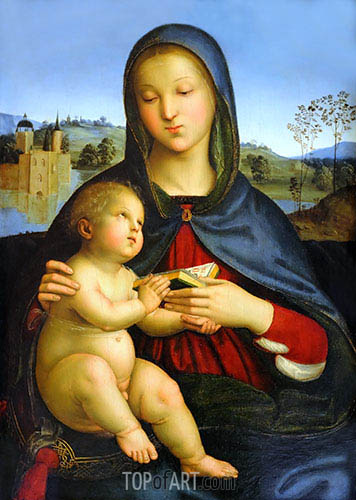 356x500 Madonna And Child With Book Raphael Painting Reproduction 2043 - Raphael Painting