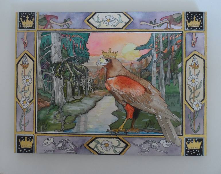 770x606 Saatchi Art Royal Raptor Painting By Josie Lloyd - Raptor Painting