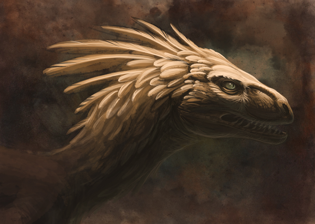 1053x750 Golden Raptor By Hibbary - Raptor Painting