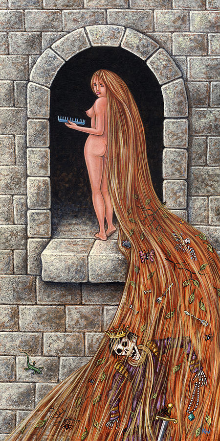 450x900 Rapunzel Painting By Holly Wood - Rapunzel Painting