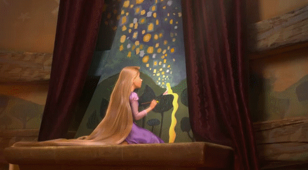 628x347 Rapunzel Painting Lights Scene From The Movie Tangled - Rapunzel Painting
