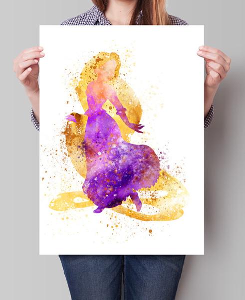 491x600 Tangled Rapunzel Watercolor Print, Disney Art Print, Disney - Rapunzel Tangled Painting