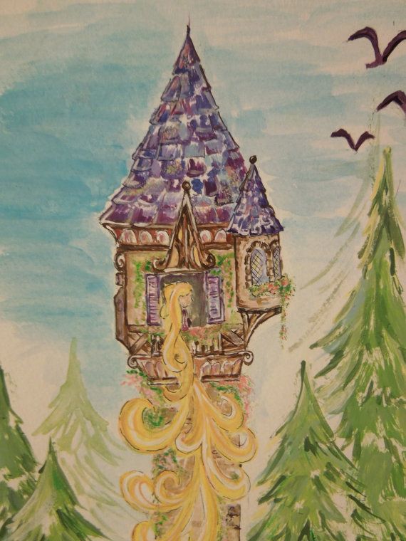 570x760 Nora's Rapunzel Painting By Mommy .selling Prints On My Etsy - Rapunzel Tower Painting