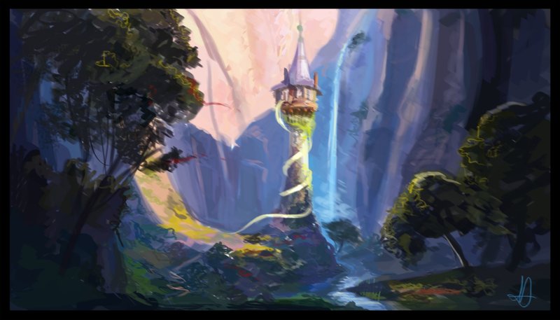 Rapunzel Tower Painting at PaintingValley.com | Explore collection of ...