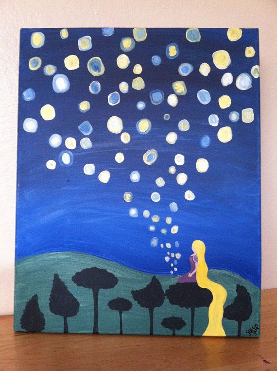 570x763 Rapunzel's Lantern Painting From Disney's Tangled By Lilliesnest - Rapunzels Painting