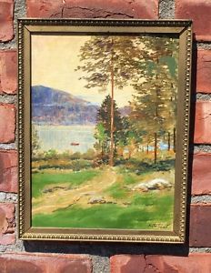 232x300 Rare Adirondack Landscape Oil Painting By Victor Perard - Rare Painting