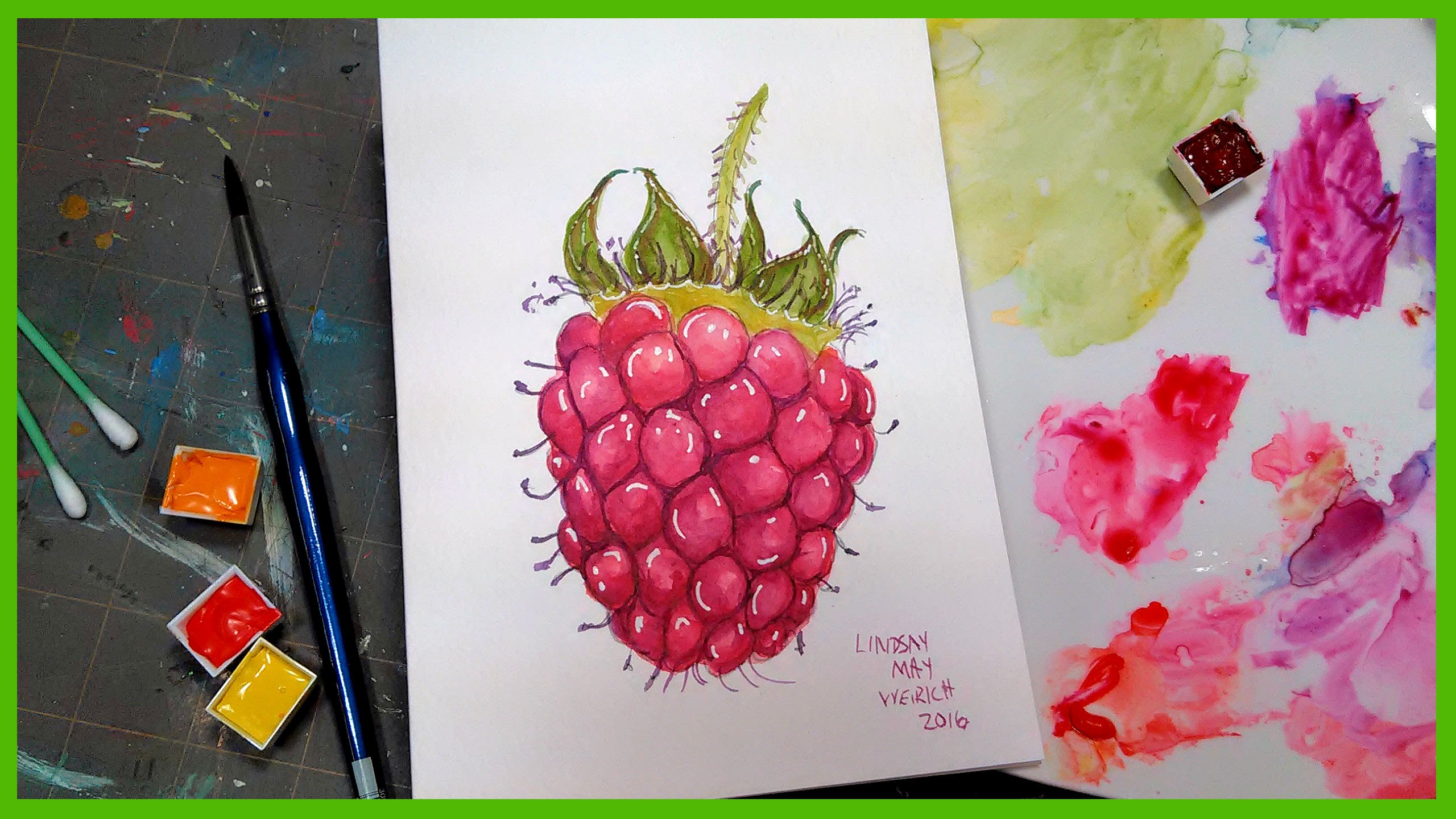 2560x1440 Raspberry Botanical Painting Lesson Amp Litup Lp2 Light Table Review - Raspberry Painting