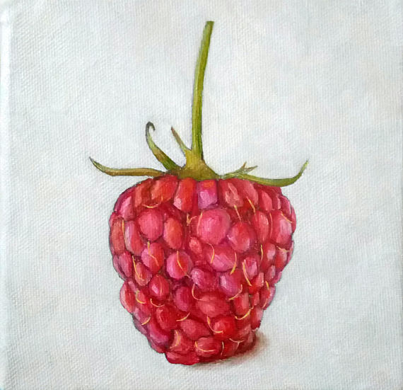 570x551 Raspberry Painting Still Life Painting Fruit Painting - Raspberry Painting