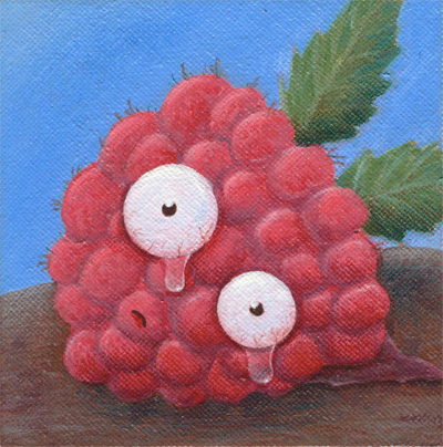 400x404 Raspberry Painting Magnet Acrylic On 1010 Cm Canvas - Raspberry Painting