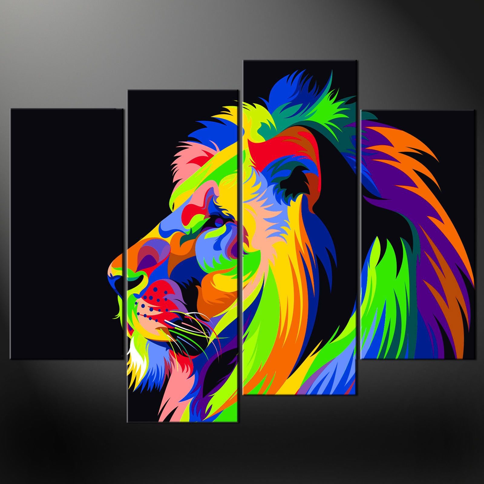 1600x1600 Abstract Lion Split Canvas Wall Art Pictures Prints Larger Sizes - Rasta Lion Painting