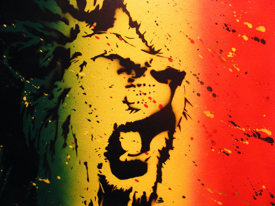900x675 Rasta Lion Splatter - Rasta Lion Painting