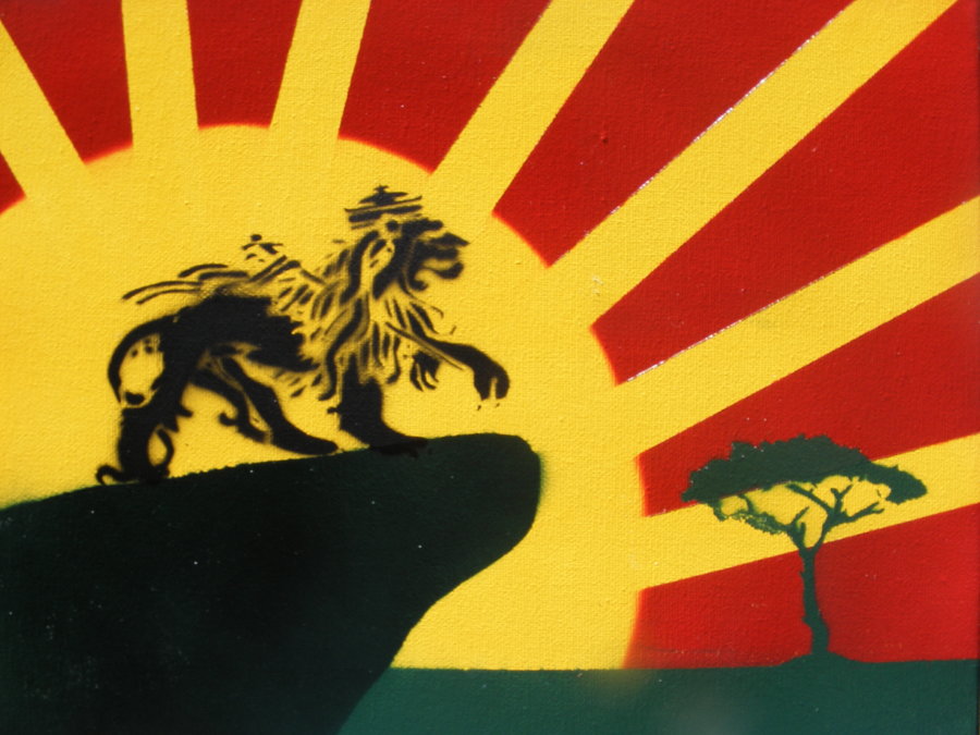 900x675 Rasta Lion Of Judah Sun Rays Spray Paint Art By Thestreetcanvas - Rasta Lion Painting