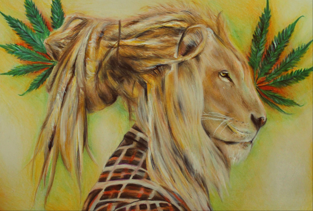 1000x676 Rasta Lion By Ahsr - Rasta Lion Painting