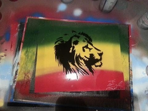 480x360 Spray Paint Art Rasta Lion Stencil - Rasta Lion Painting