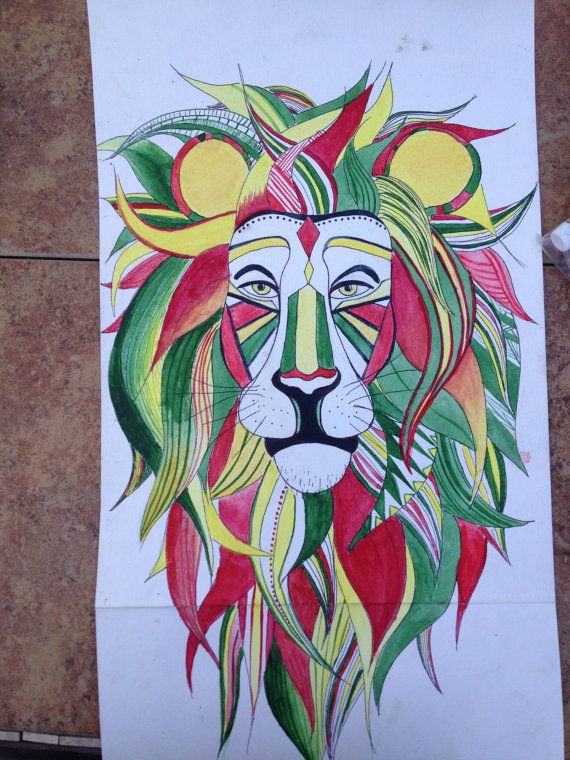 570x760 Watercolor Painting Of A Rastafarian Lion By Vibrantwatercolorart - Rasta Lion Painting