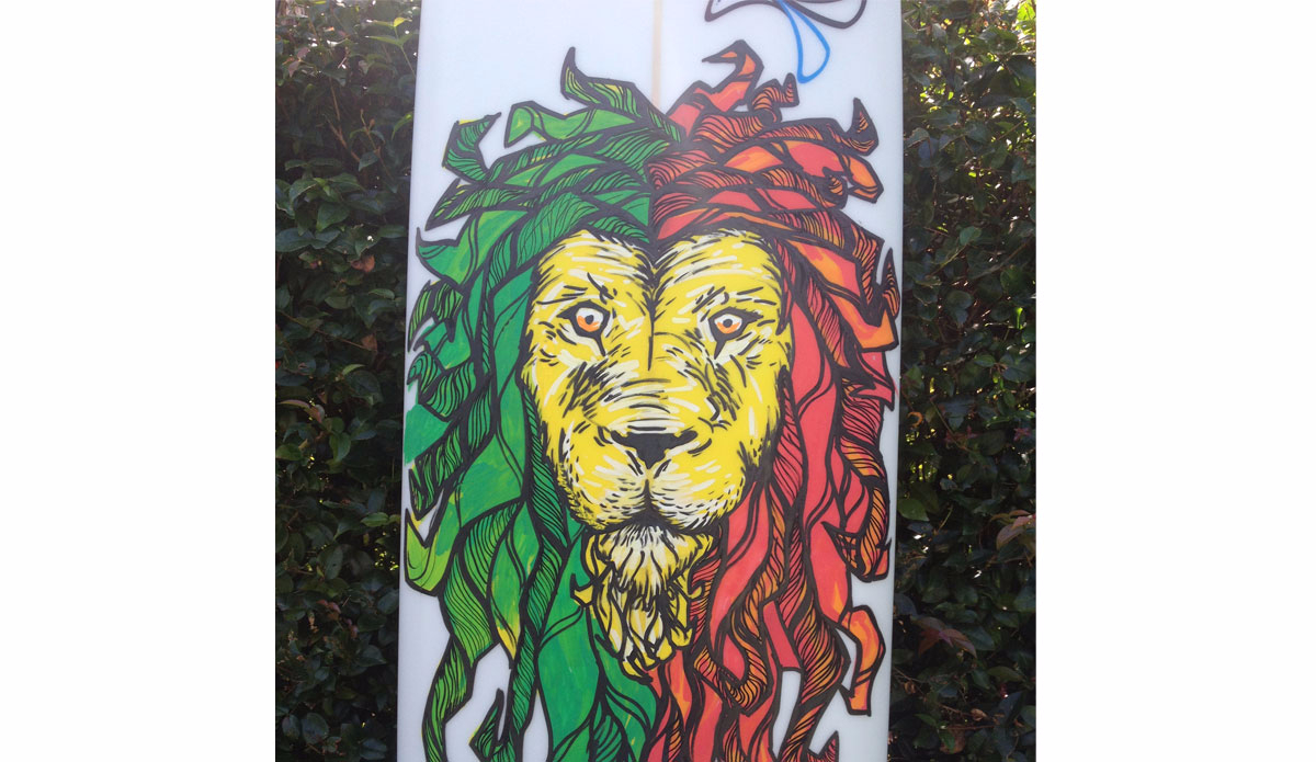 1200x695 Radical North Shore Inspired Surfboard Artwork The Inertia - Rasta Lion Painting