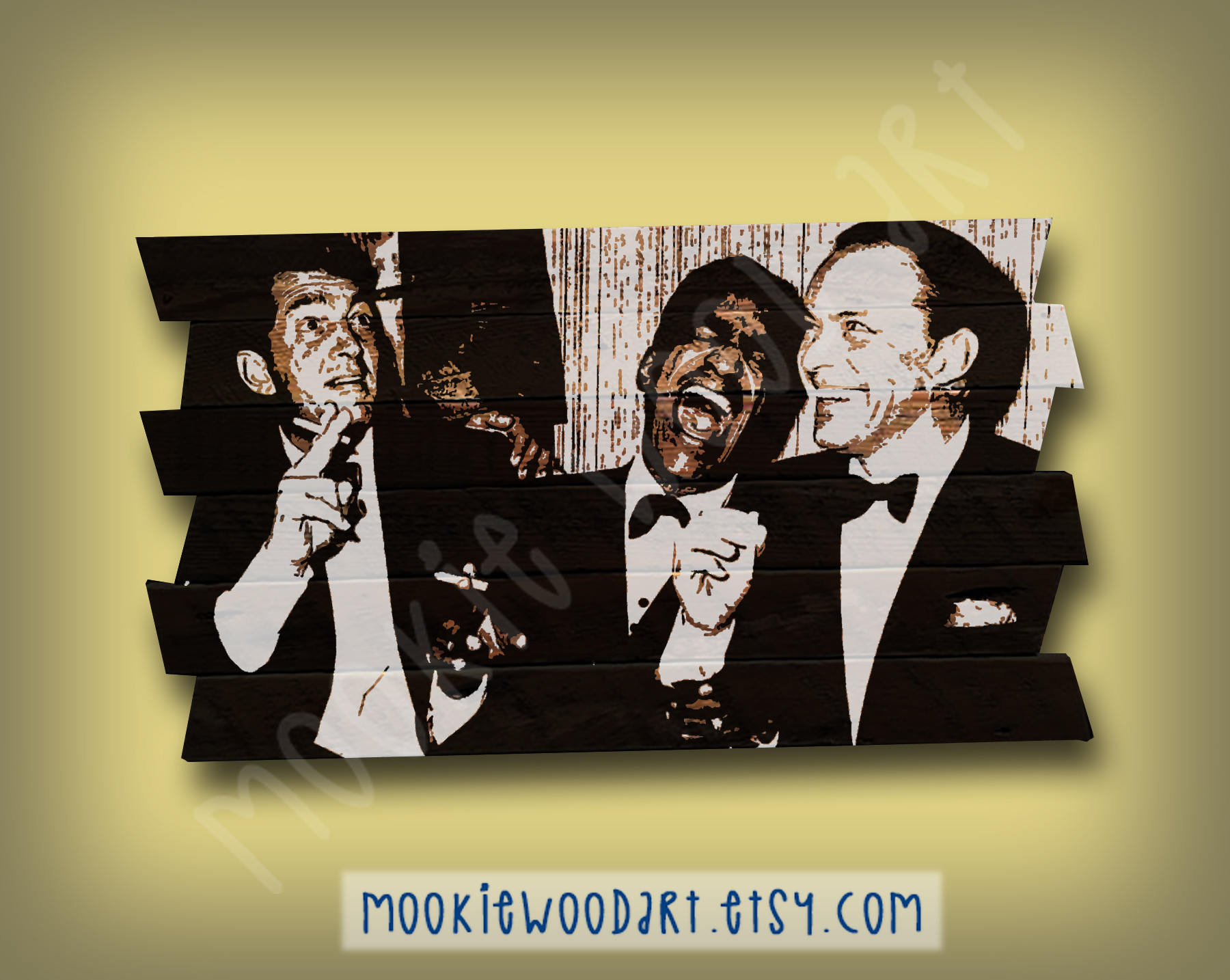 1800x1434 Rat Pack Painting On Reclaimed Wood - Rat Pack Painting