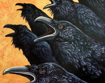 340x270 Angry Birds. Acrylic Painting Raven Art - Raven Acrylic Painting