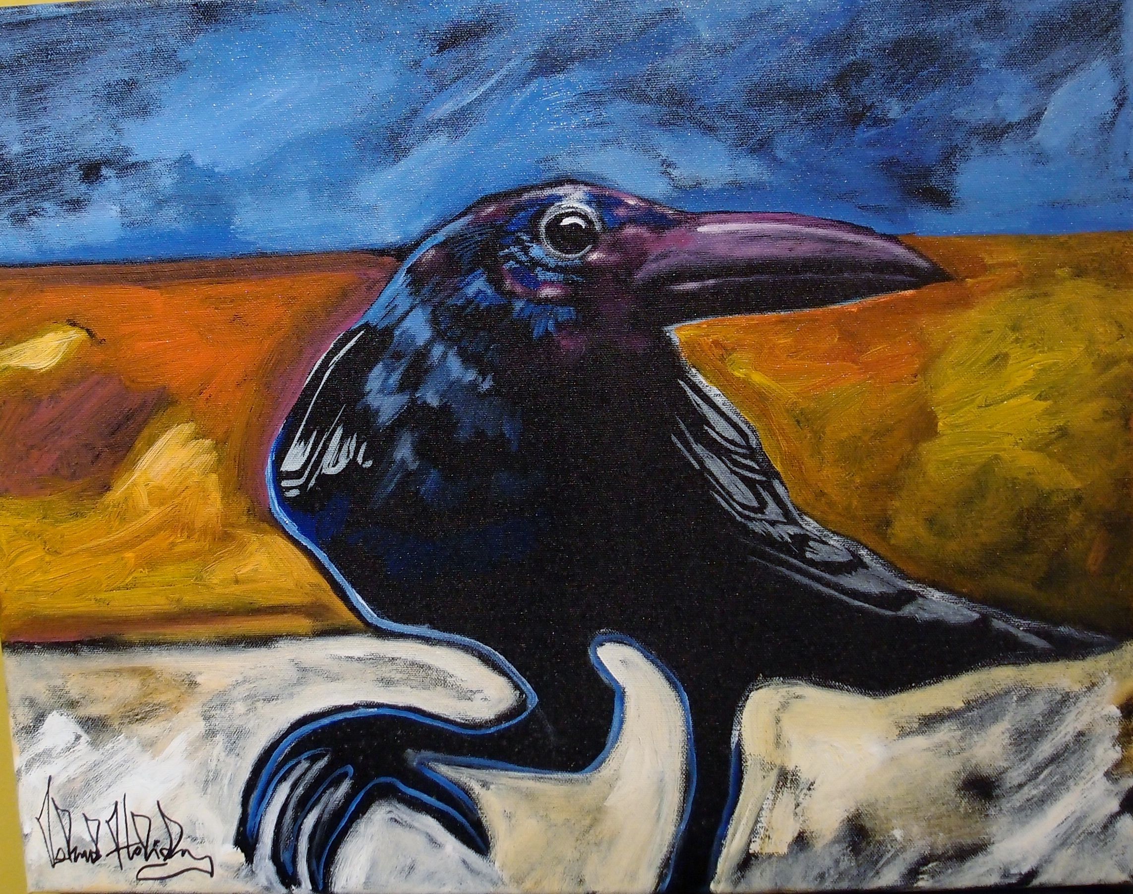 2285x1803 Raven Acrylic Painting Leland Holiday Art Ravens - Raven Acrylic Painting
