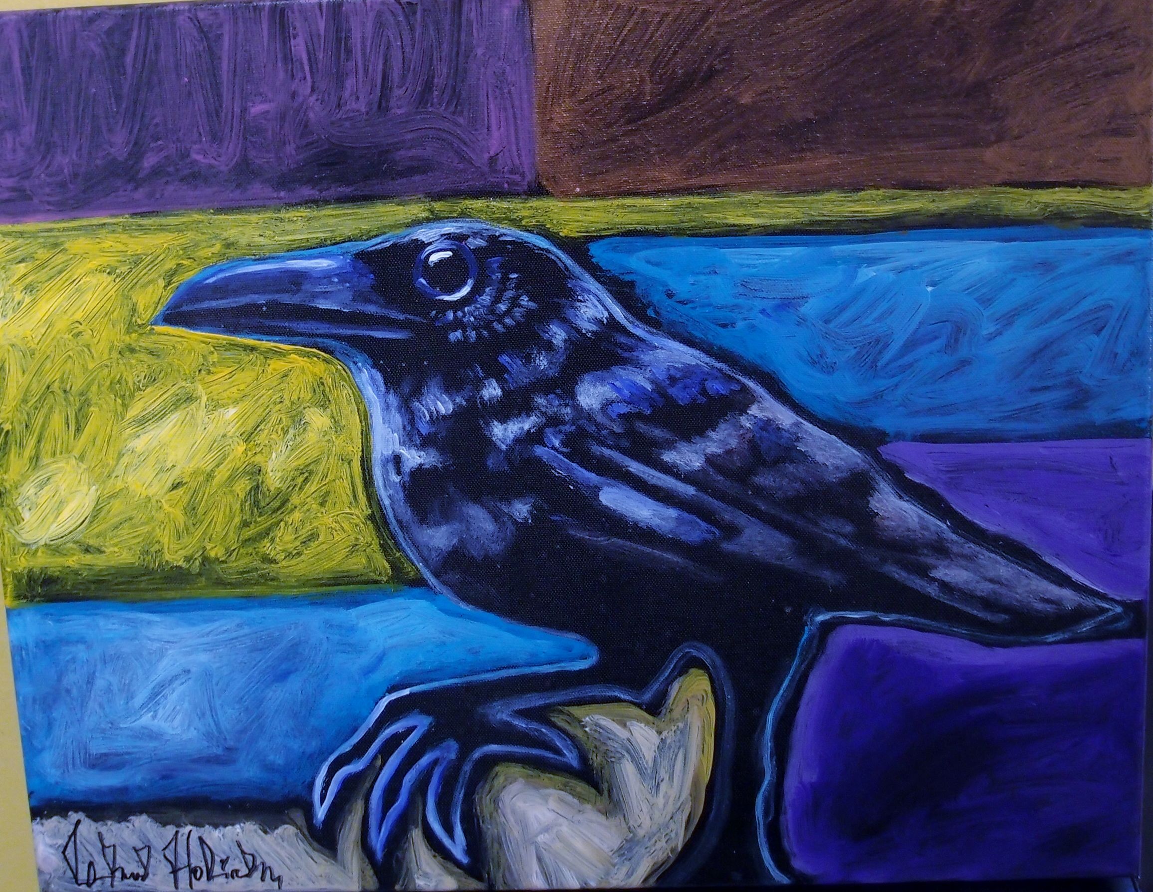 2311x1788 Raven Acrylic Painting Leland Holiday Featured - Raven Acrylic Painting