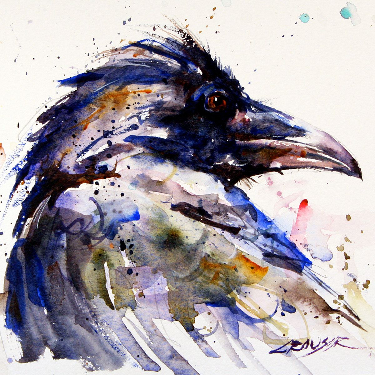 1200x1200 Raven Original Watercolor Painting By Dean Crouser Ravens, Dean - Raven Bird Painting