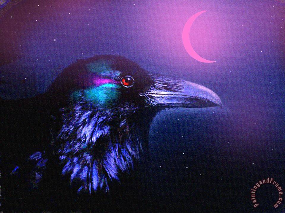 960x718 Robert Foster Red Moon Raven Painting - Raven Bird Painting