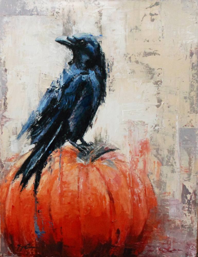 770x999 Saatchi Art Harvest Raven Painting By Morgan Cameron - Raven Painting