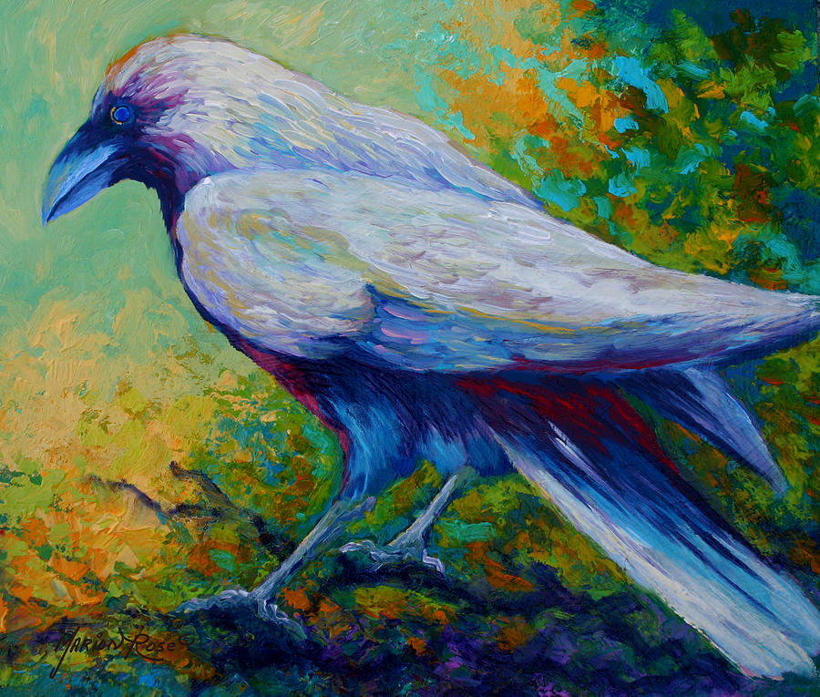 900x765 Spirit Raven Painting By Marion Rose - Raven Painting