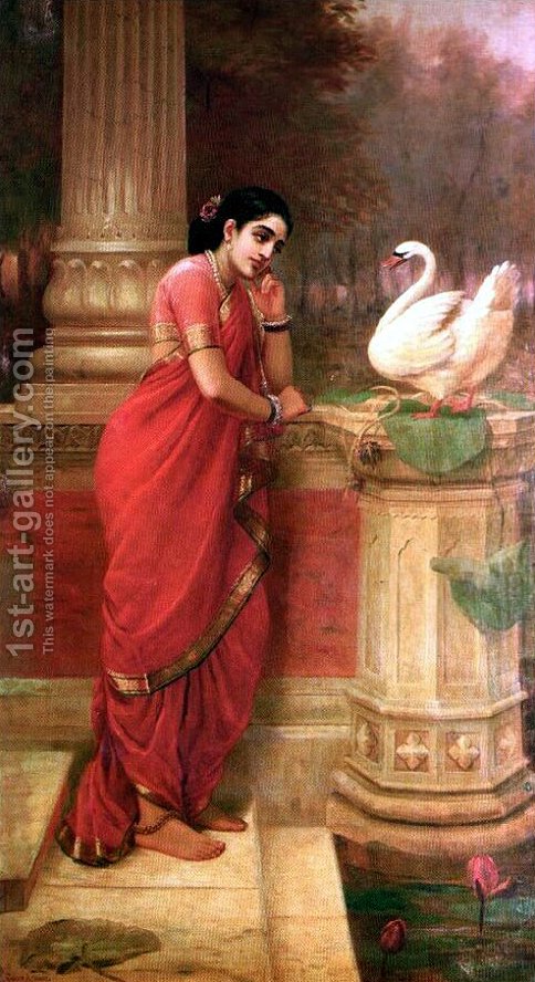 484x888 Hamsa Damayanthi Raja Ravi Varma Reproduction 1st Art Gallery - Ravi Varma Painting