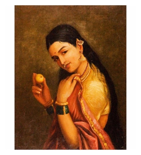 494x544 Buy Canvas 19 X 24 Inch Indianrt Raja Ravi Varma Woman Holding - Ravi Varma Painting
