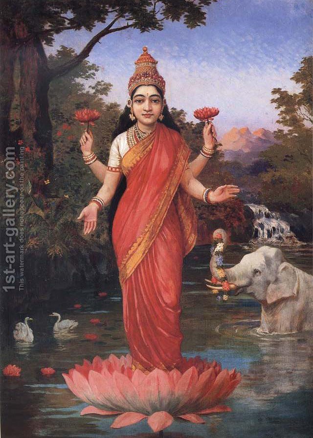 640x897 Goddess Lakshmi Raja Ravi Varma Reproduction 1st Art Gallery - Ravi Varma Painting