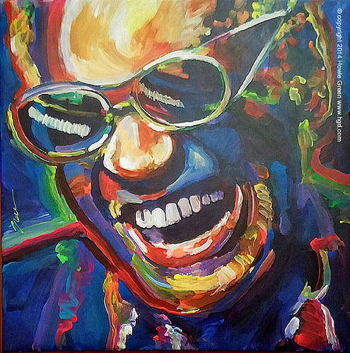 495x500 Ray Charles Album Cover Portrait Painting - Ray Charles Painting