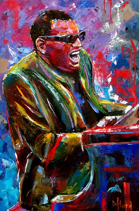 455x691 Ray Charles, Jazz Art, Jazz Painting, Blues Music Painting By - Ray Charles Painting