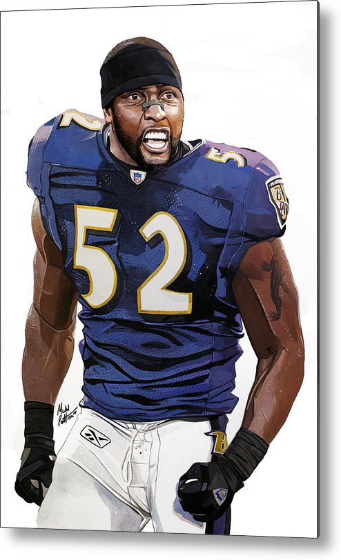 494x812 Ray Lewis Baltimore Ravens Metal Print By Michael Pattison - Ray Lewis Painting