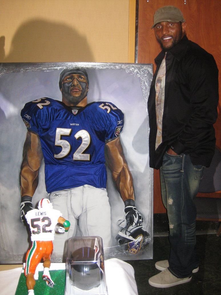 774x1032 Ray Lewis With Painting By Dorseyart - Ray Lewis Painting
