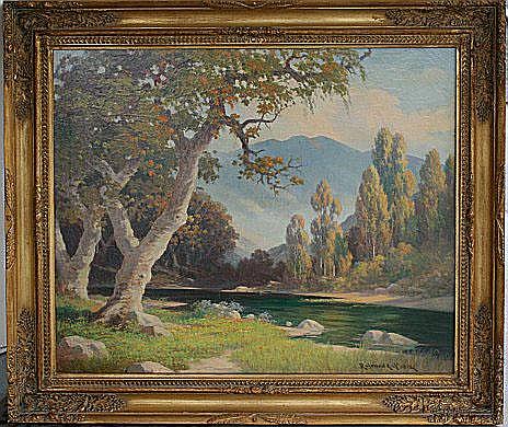 464x390 Raymond Noble Pleasant Trail Painting Great Frame - Raymond Painting