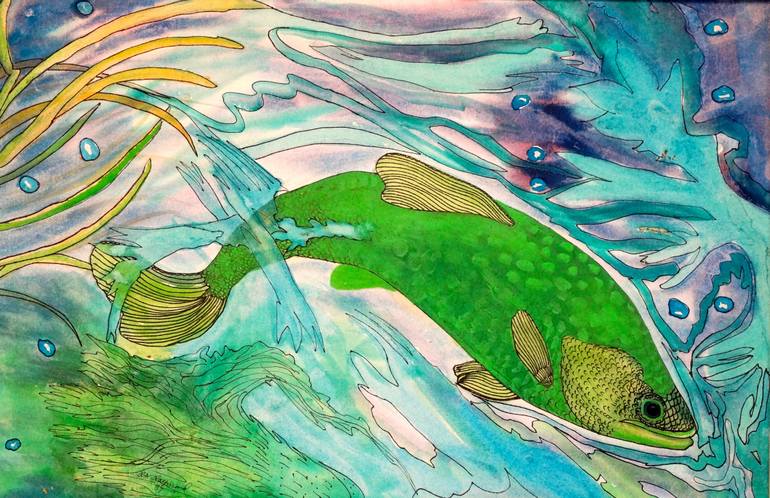 770x498 Saatchi Art Big Green Fish Painting By Robert Raymond - Raymond Painting
