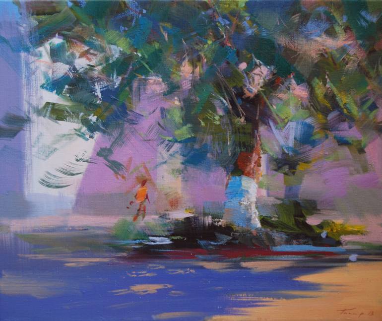 770x647 Saatchi Art Lilac Landscape Painting Tree In Rays Painting By - Rays Painting